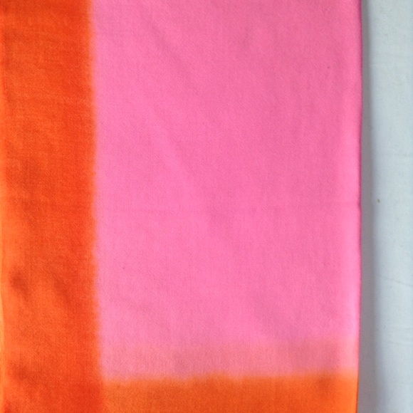 Pink with Orange Border Ombre 70*190 -Silk-Wool - Picture 1 of 4